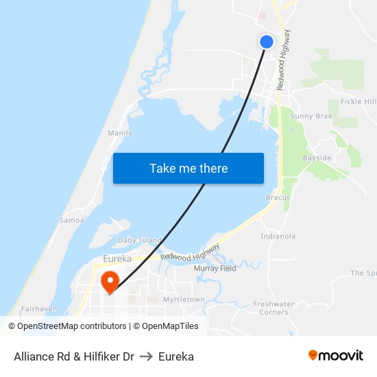 Alliance Rd & Hilfiker Dr to Eureka map