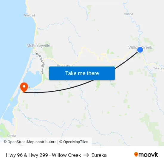 Hwy 96 & Hwy 299 - Willow Creek to Eureka map