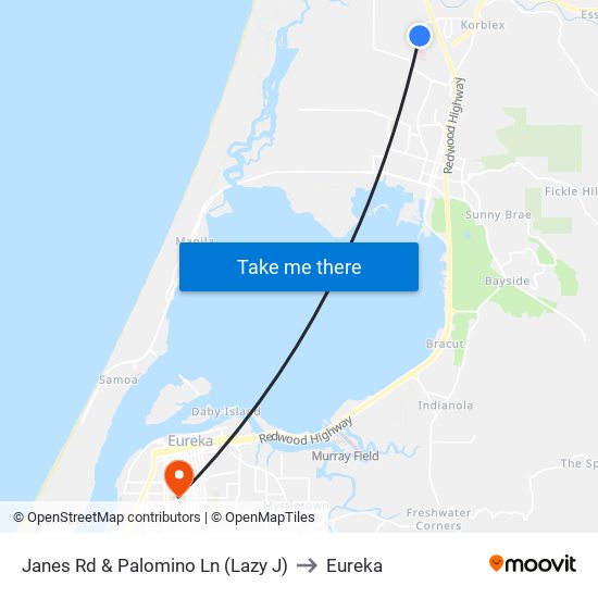 Janes Rd & Palomino Ln (Lazy J) to Eureka map