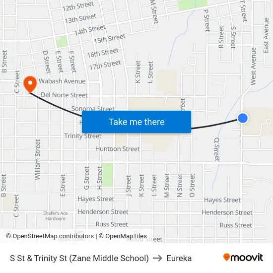 S St & Trinity St (Zane Middle School) to Eureka map