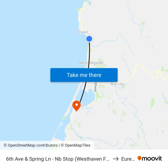 6th Ave & Spring Ln - Nb Stop (Westhaven Fire Dept) to Eureka map