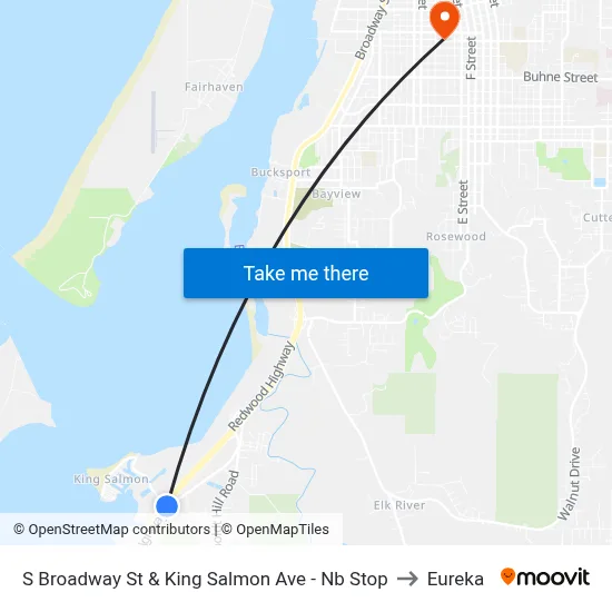 S Broadway St & King Salmon Ave - Nb Stop to Eureka map
