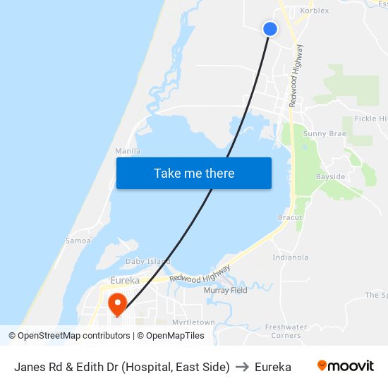 Janes Rd & Edith Dr (Hospital, East Side) to Eureka map