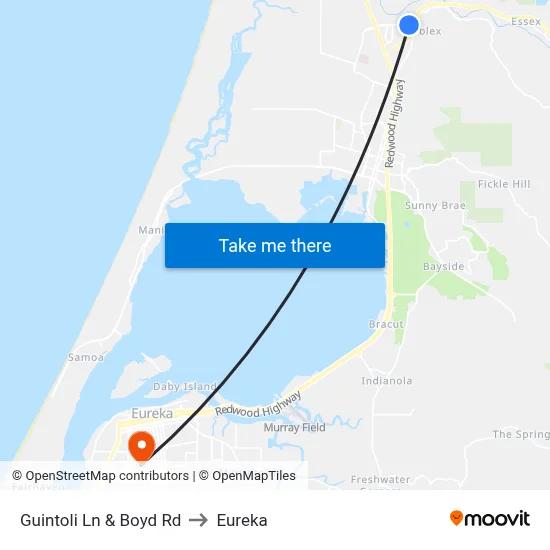 Guintoli Ln & Boyd Rd to Eureka map