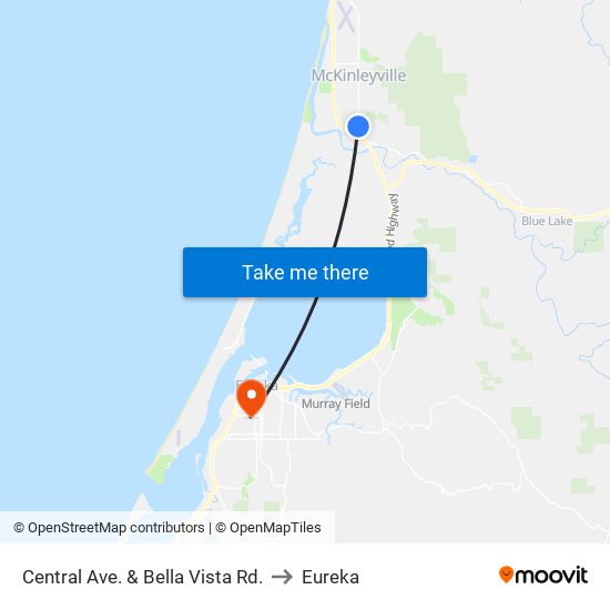 Central Ave. & Bella Vista Rd. to Eureka map