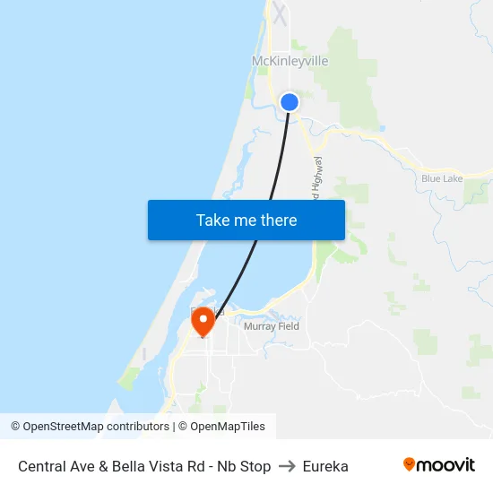 Central Ave & Bella Vista Rd - Nb Stop to Eureka map