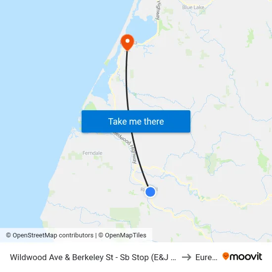 Wildwood Ave & Berkeley St - Sb Stop (E&J Store) to Eureka map