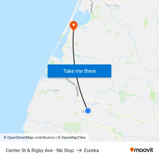 Center St & Rigby Ave - Nb Stop to Eureka map