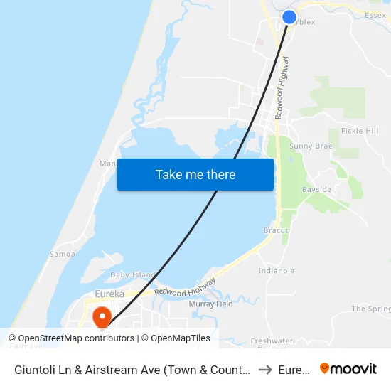 Giuntoli Ln & Airstream Ave (Town & Country) to Eureka map