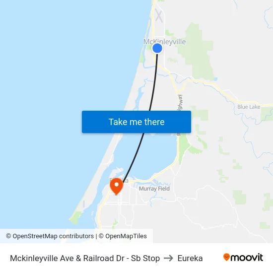 Mckinleyville Ave & Railroad Dr - Sb Stop to Eureka map