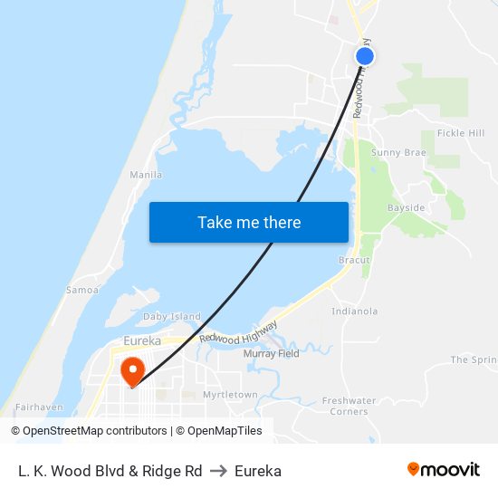 L. K. Wood Blvd & Ridge Rd to Eureka map
