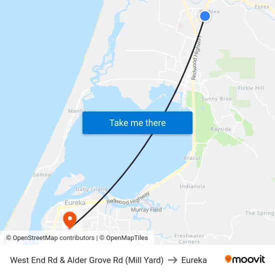 West End Rd & Alder Grove Rd (Mill Yard) to Eureka map