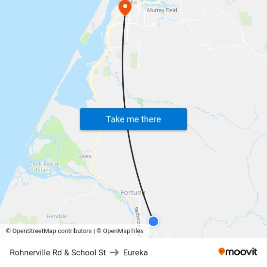 Rohnerville Rd & School St to Eureka map