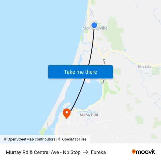 Murray Rd & Central Ave - Nb Stop to Eureka map