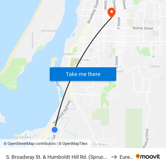 S. Broadway St. & Humboldt Hill Rd. (Spruce Point) to Eureka map
