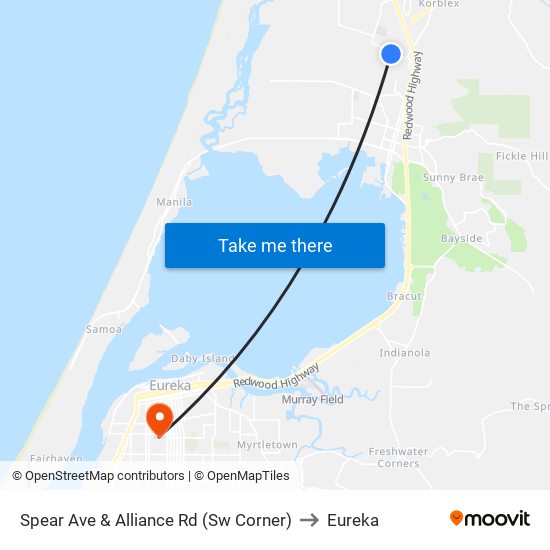 Spear Ave & Alliance Rd (Sw Corner) to Eureka map