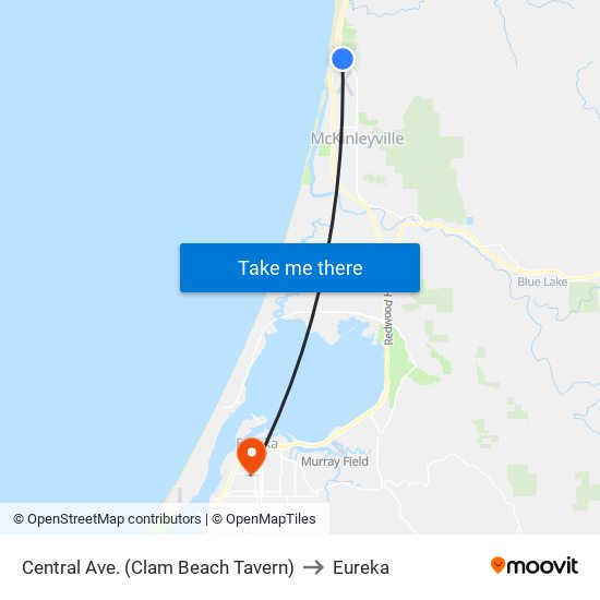 Central Ave. (Clam Beach Tavern) to Eureka map