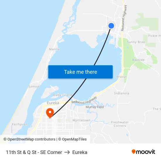 11th St & Q St - SE Corner to Eureka map