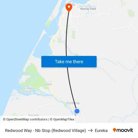 Redwood Way - Nb Stop (Redwood Village) to Eureka map