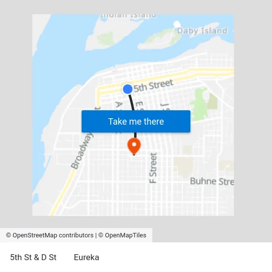 5th St & D St to Eureka map