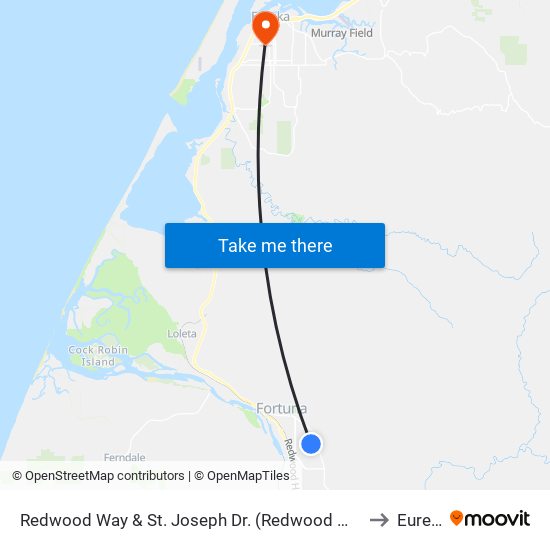 Redwood Way & St. Joseph Dr. (Redwood Memorial) to Eureka map