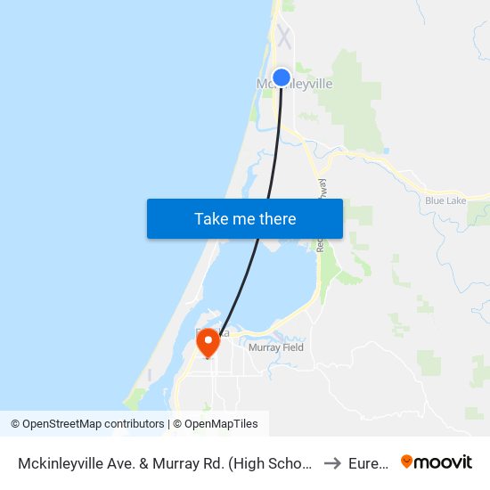 Mckinleyville Ave. & Murray Rd. (High School) to Eureka map