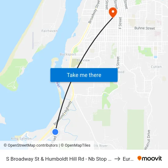 S Broadway St & Humboldt Hill Rd - Nb Stop (Spruce Point) to Eureka map