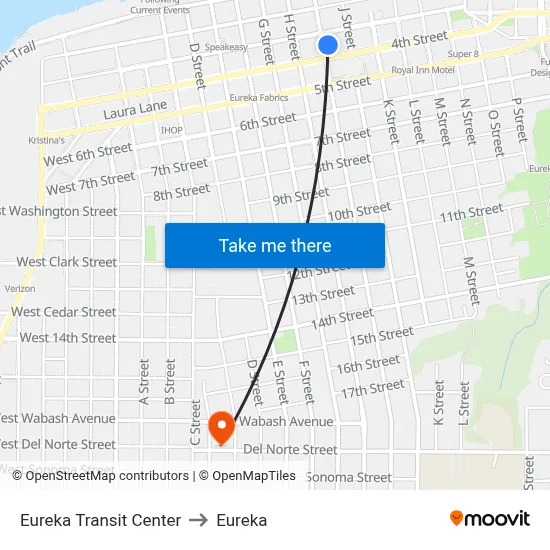 Eureka Transit Center to Eureka map