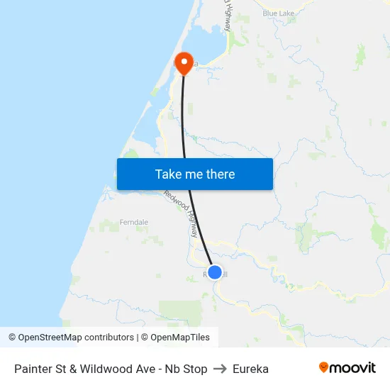 Painter St & Wildwood Ave - Nb Stop to Eureka map