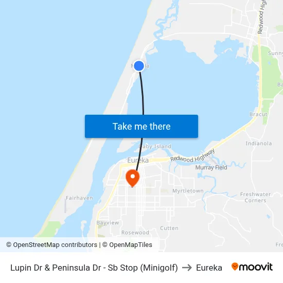 Lupin Dr & Peninsula Dr - Sb Stop (Minigolf) to Eureka map