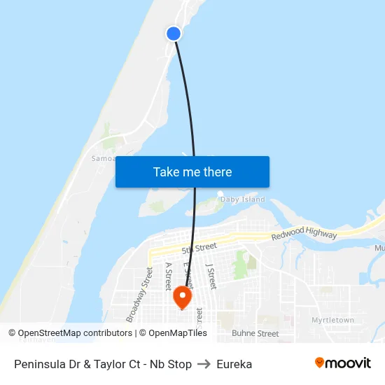 Peninsula Dr & Taylor Ct - Nb Stop to Eureka map