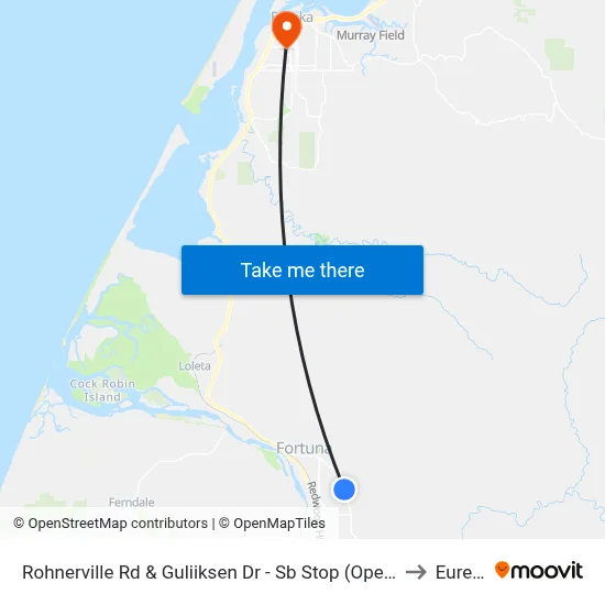 Rohnerville Rd & Guliiksen Dr - Sb Stop (Opendoor) to Eureka map