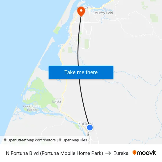 N Fortuna Blvd (Fortuna Mobile Home Park) to Eureka map