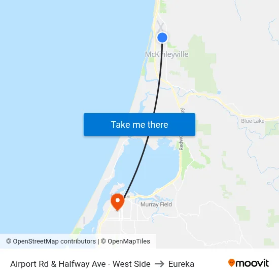 Airport Rd & Halfway Ave - West Side to Eureka map