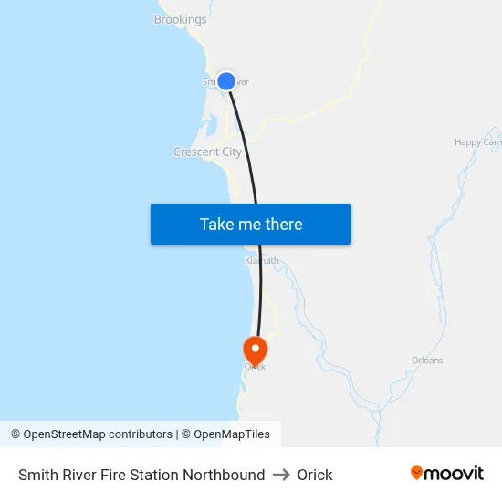 Smith River Fire Station Northbound to Orick map