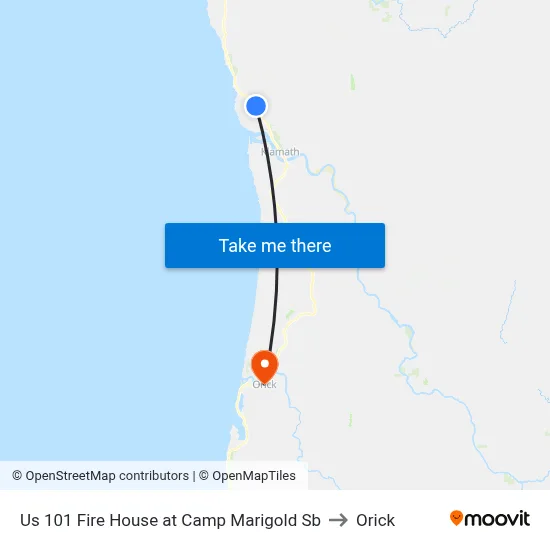 Us 101 Fire House at Camp Marigold Sb to Orick map
