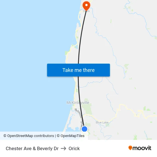 Chester Ave & Beverly Dr to Orick map