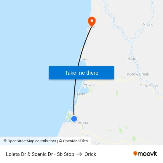 Loleta Dr & Scenic Dr - Sb Stop to Orick map
