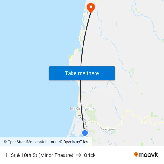 H St & 10th St (Minor Theatre) to Orick map