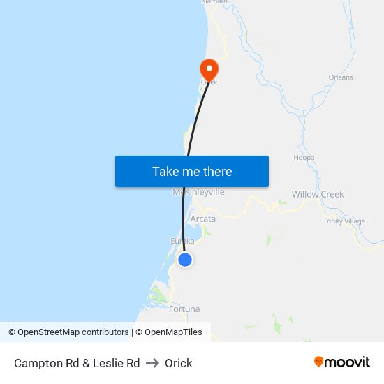 Campton Rd & Leslie Rd to Orick map