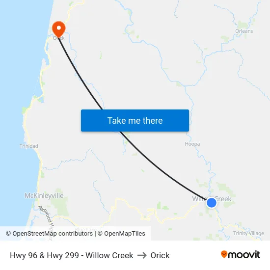 Hwy 96 & Hwy 299 - Willow Creek to Orick map