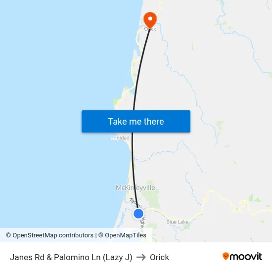 Janes Rd & Palomino Ln (Lazy J) to Orick map