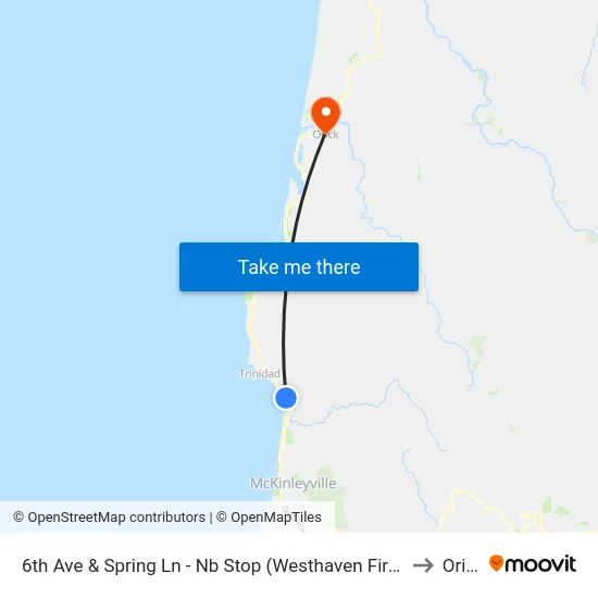 6th Ave & Spring Ln - Nb Stop (Westhaven Fire Dept) to Orick map