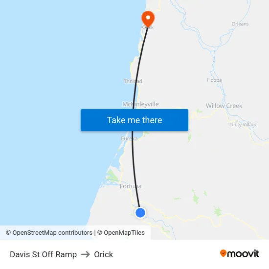 Davis St Off Ramp to Orick map