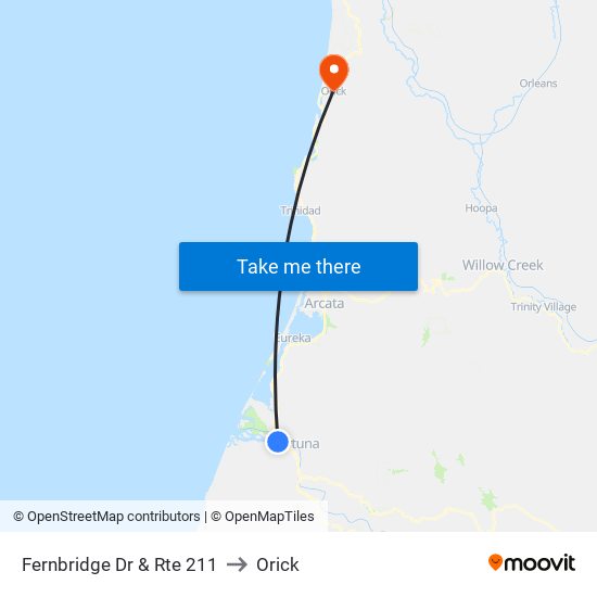 Fernbridge Dr & Rte 211 to Orick map