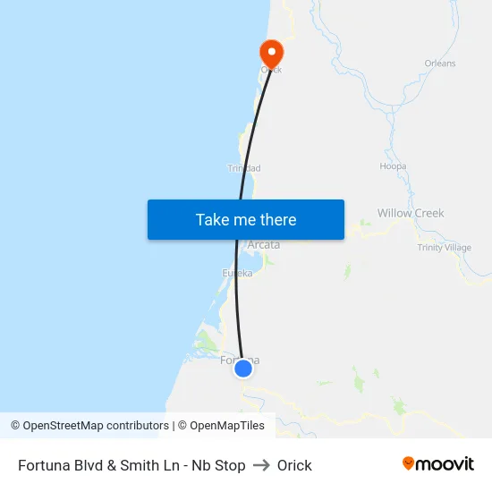 Fortuna Blvd & Smith Ln - Nb Stop to Orick map