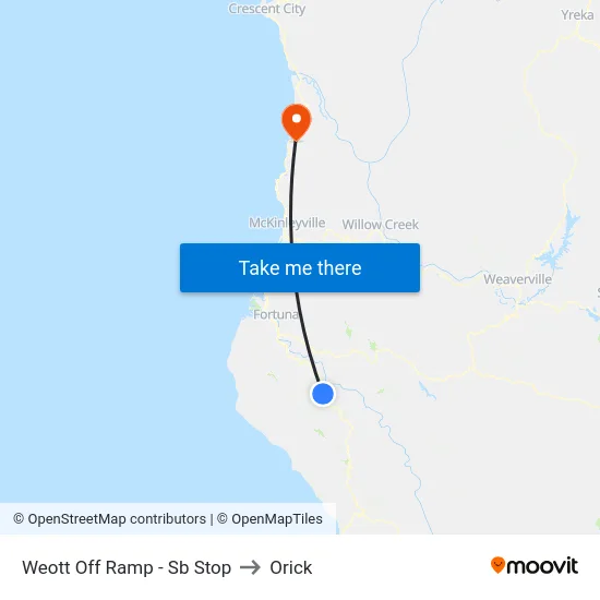 Weott Off Ramp - Sb Stop to Orick map