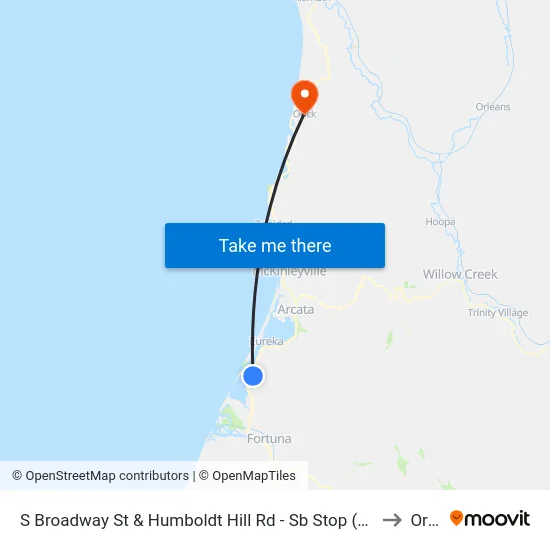 S Broadway St & Humboldt Hill Rd - Sb Stop (Spruce Point) to Orick map