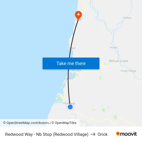 Redwood Way - Nb Stop (Redwood Village) to Orick map
