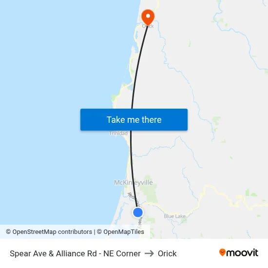 Spear Ave & Alliance Rd - NE Corner to Orick map